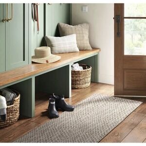 2'x7' Washable Weave Tan Herringbone Runner Rug Cream & Gray- Threshold NWT